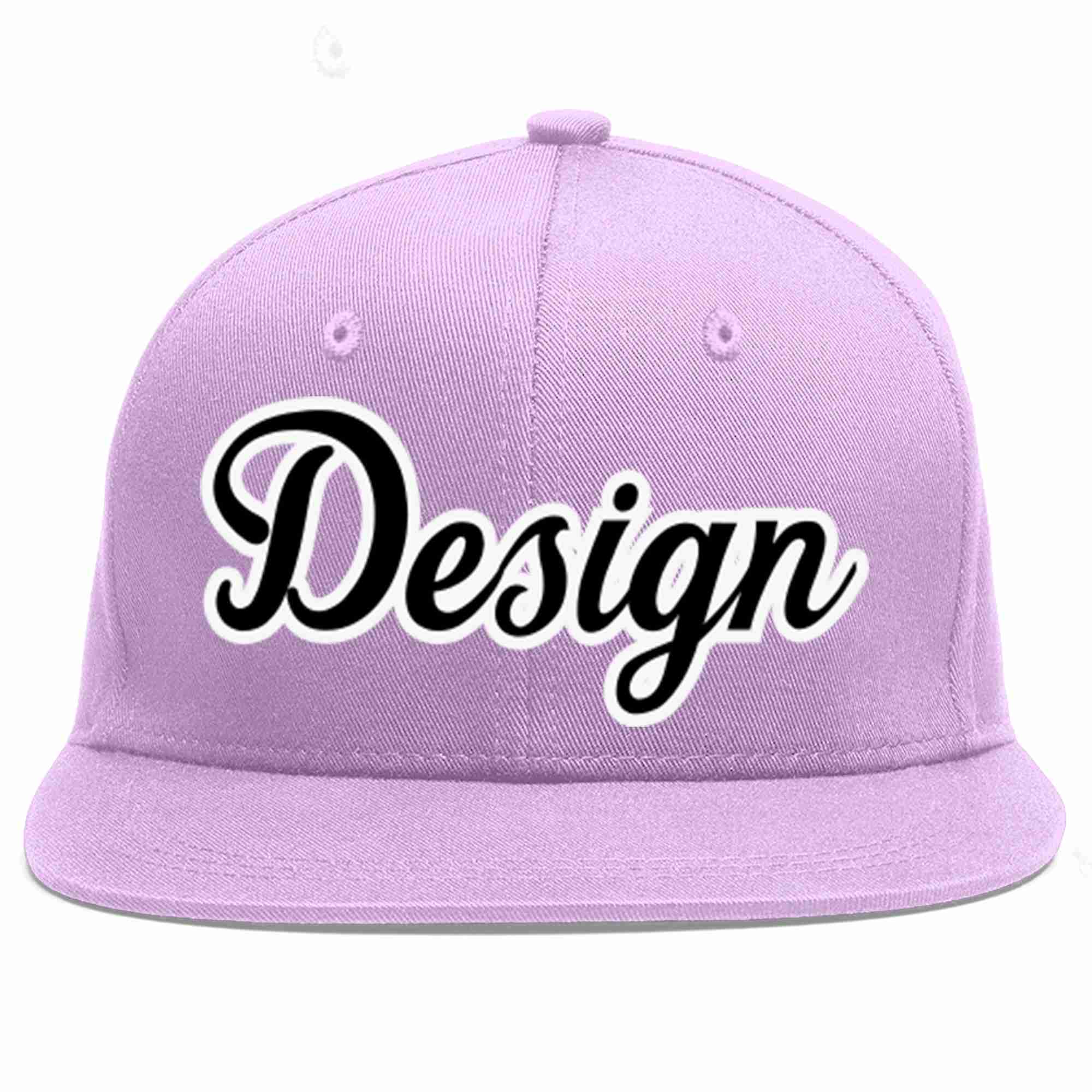 Conception personnalisée de casquette de baseball de sport à avant-toit plat violet clair noir-blanc pour hommes/femmes/jeunes