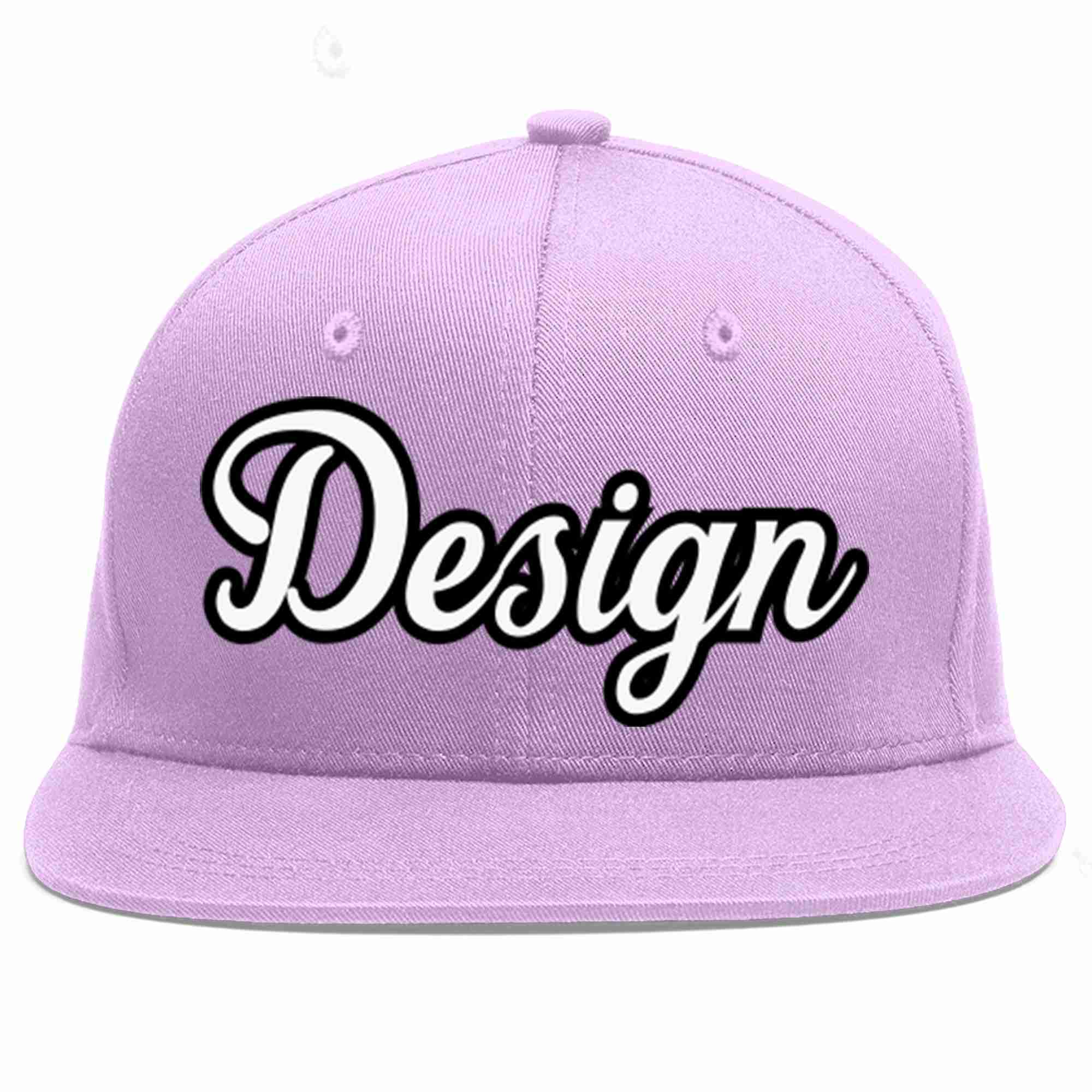 Conception personnalisée de casquette de baseball de sport à avant-toit plat violet clair blanc-noir pour hommes/femmes/jeunes