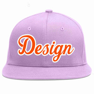 Conception personnalisée de casquette de baseball de sport à avant-toit plat violet clair orange-blanc pour hommes/femmes/jeunes