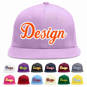 Conception personnalisée de casquette de baseball de sport à avant-toit plat violet clair orange-blanc pour hommes/femmes/jeunes