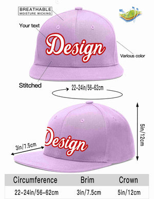 Custom Light Purple White-Red Flat Eaves Sport Baseball Cap Design for Men/Women/Youth