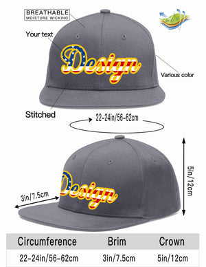 Custom Dark Gray Vintage USA Flag-Gold Flat Eaves Sport Baseball Cap Design for Men/Women/Youth