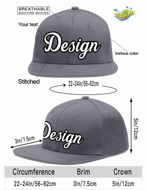 Custom Dark Gray White-Black Flat Eaves Sport Baseball Cap Design for Men/Women/Youth