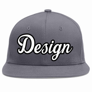 Custom Dark Gray White-Black Flat Eaves Sport Baseball Cap Design for Men/Women/Youth