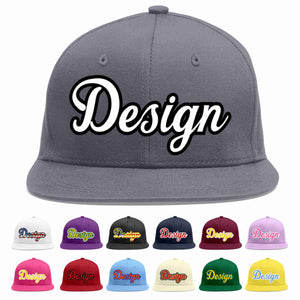 Custom Dark Gray White-Black Flat Eaves Sport Baseball Cap Design for Men/Women/Youth