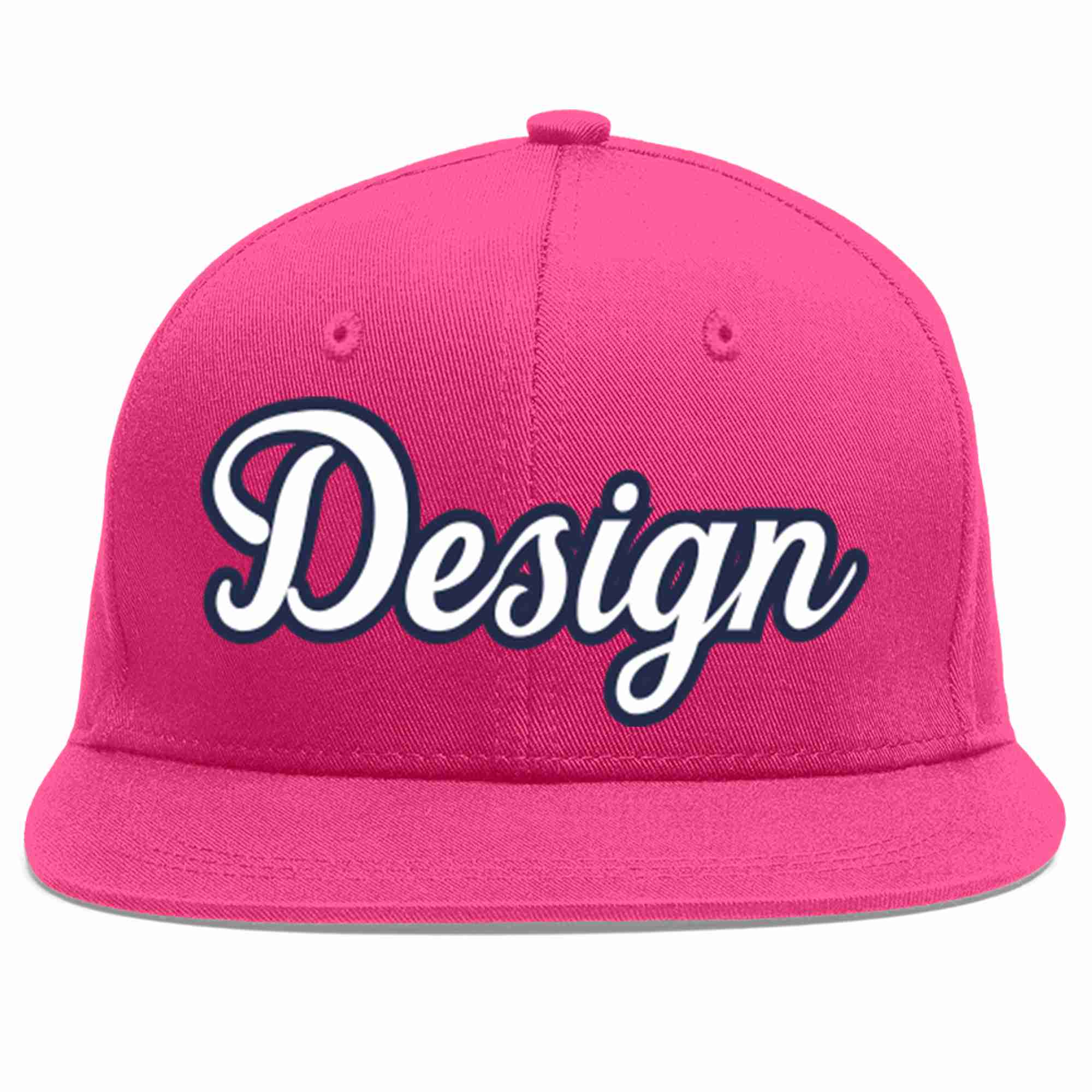 Custom Rose Red White-Navy Flat Eaves Sport Baseball Cap Design for Men/Women/Youth