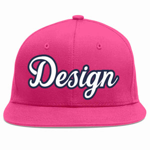 Conception personnalisée de casquette de baseball de sport à avant-toit plat rose rouge blanc-marine pour hommes/femmes/jeunes