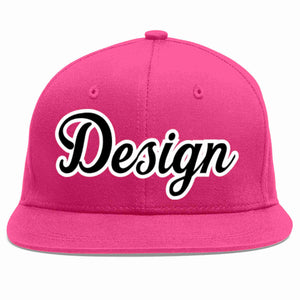 Conception personnalisée de casquette de baseball de sport à avant-toit plat rose rouge noir-blanc pour hommes/femmes/jeunes