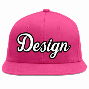 Conception personnalisée de casquette de baseball de sport à avant-toit plat rose rouge blanc-noir pour hommes/femmes/jeunes