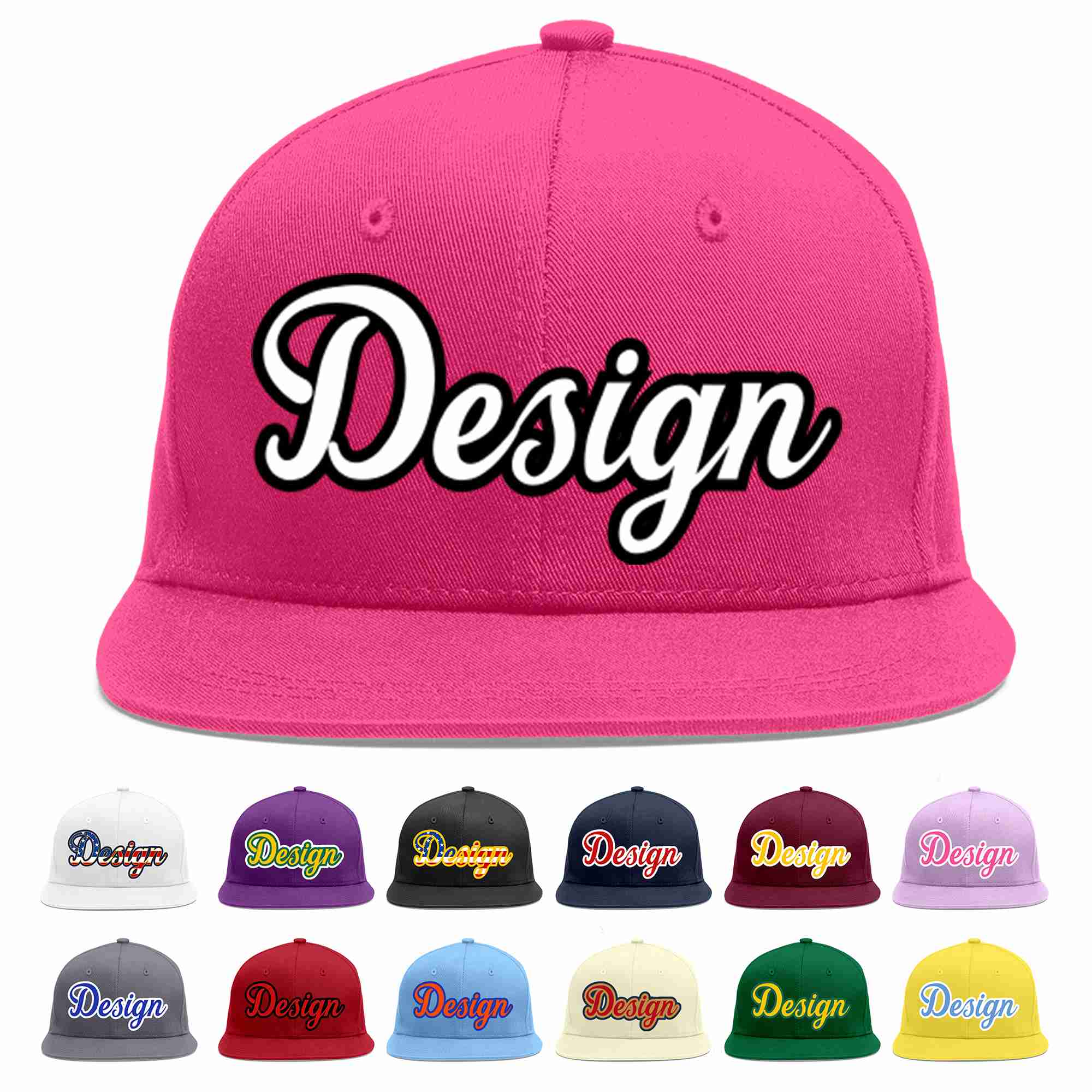 Custom Rose Red White-Black Flat Eaves Sport Baseball Cap Design for Men/Women/Youth