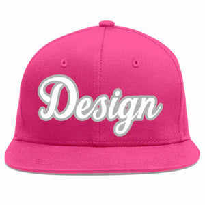 Custom Rose Red White-Gray Flat Eaves Sport Baseball Cap Design for Men/Women/Youth