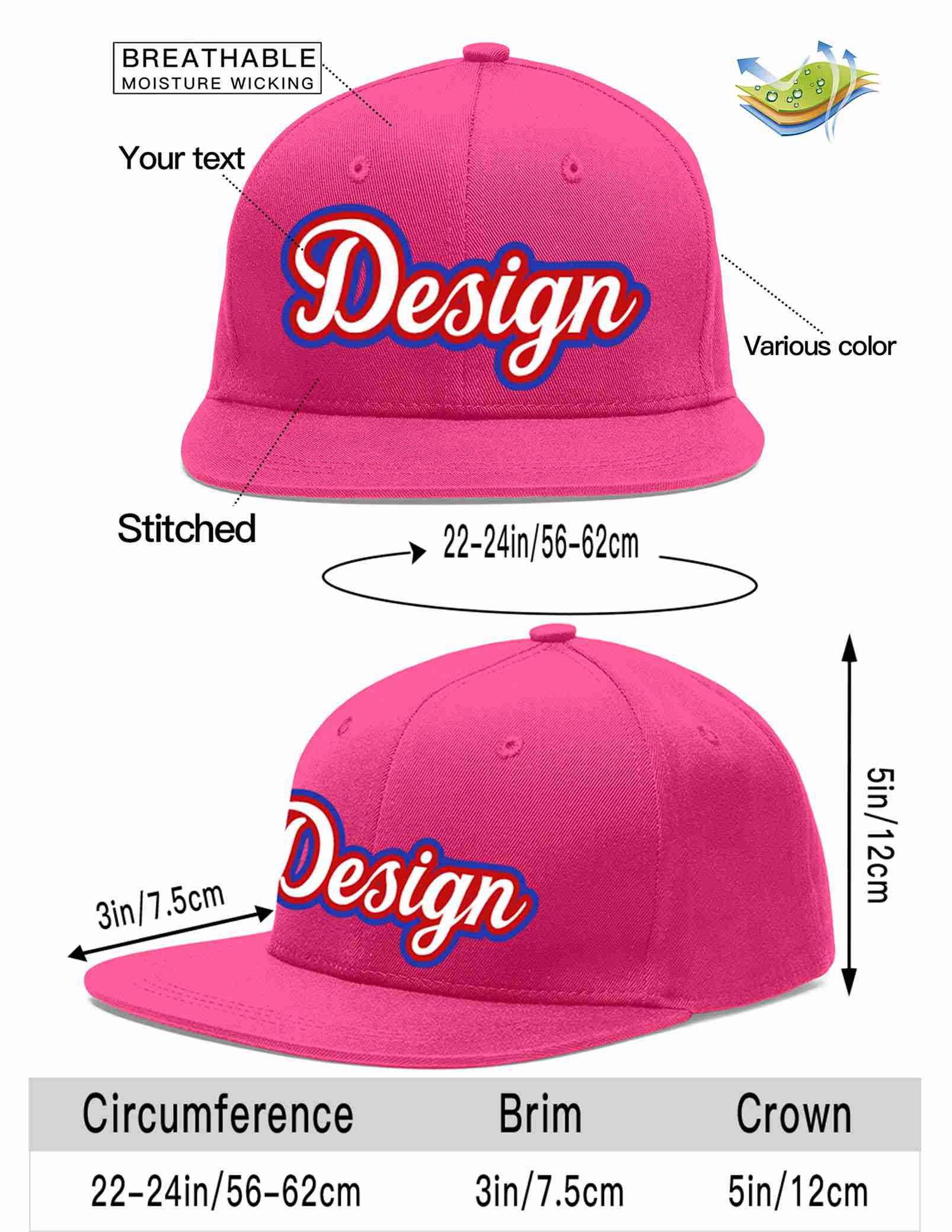 Custom Rose Red White-Red Flat Eaves Sport Baseball Cap Design for Men/Women/Youth