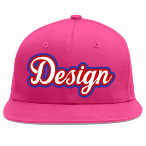 Conception personnalisée de casquette de baseball de sport à avant-toit plat rose rouge blanc-rouge pour hommes/femmes/jeunes