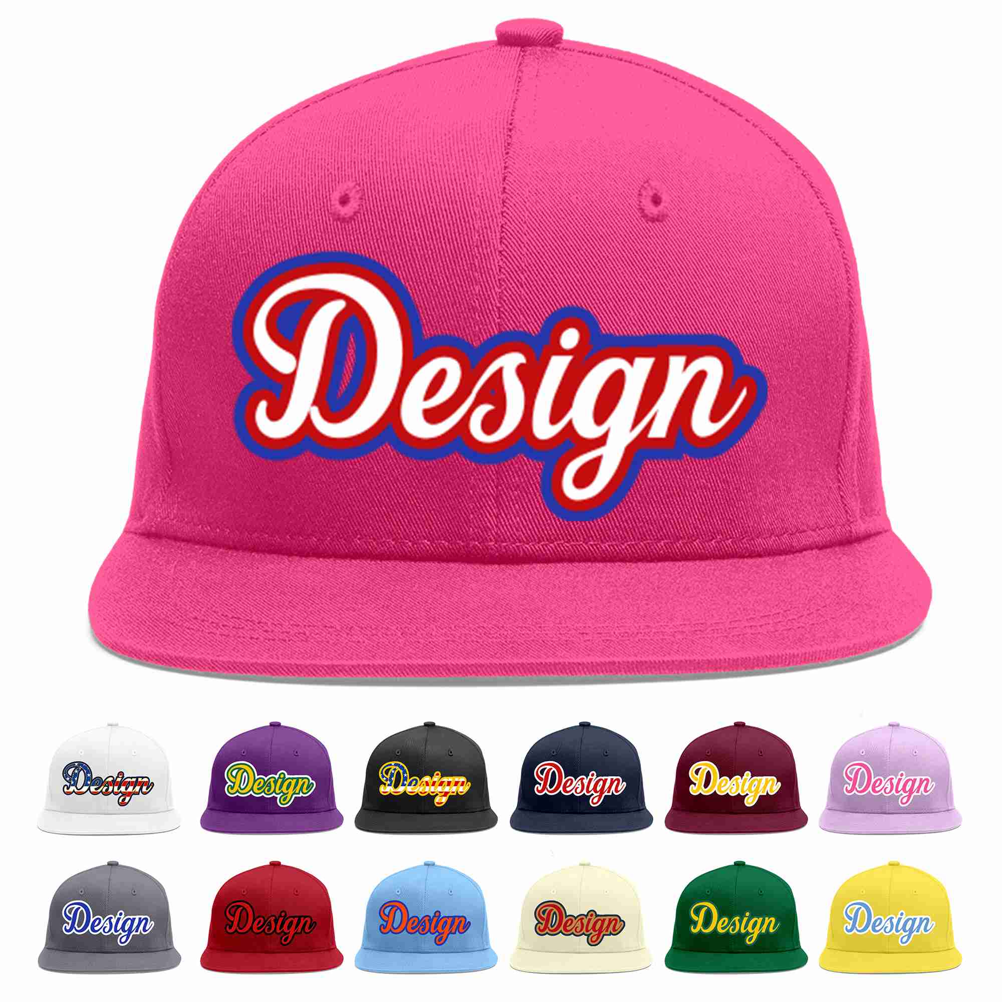 Custom Rose Red White-Red Flat Eaves Sport Baseball Cap Design for Men/Women/Youth