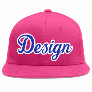 Conception personnalisée de casquette de baseball de sport à avant-toit plat rose rouge royal-blanc pour hommes/femmes/jeunes