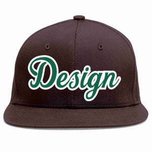 Casquette de baseball personnalisée marron Kelly vert-blanc avec avant-toit plat pour hommes/femmes/jeunes