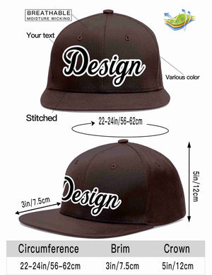 Custom Brown Black-White Flat Eaves Sport Baseball Cap Design for Men/Women/Youth