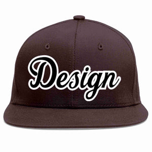 Custom Brown Black-White Flat Eaves Sport Baseball Cap Design for Men/Women/Youth