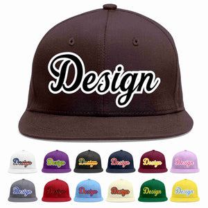 Custom Brown Black-White Flat Eaves Sport Baseball Cap Design for Men/Women/Youth