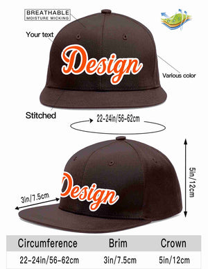 Conception personnalisée de casquette de baseball de sport à avant-toit plat marron orange-blanc pour hommes/femmes/jeunes