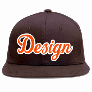 Conception personnalisée de casquette de baseball de sport à avant-toit plat marron orange-blanc pour hommes/femmes/jeunes