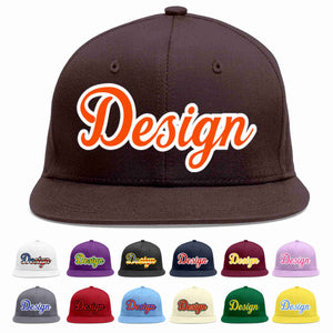 Conception personnalisée de casquette de baseball de sport à avant-toit plat marron orange-blanc pour hommes/femmes/jeunes