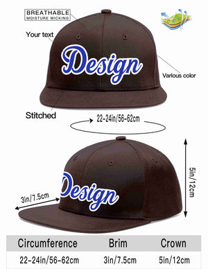 Custom Brown Royal-White Flat Eaves Sport Baseball Cap Design for Men/Women/Youth