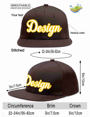 Custom Brown White-Gold Flat Eaves Sport Baseball Cap Design for Men/Women/Youth