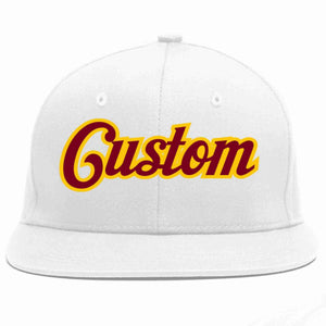 Custom White Crimson-Gold Casual Sport Baseball Cap