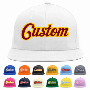 Custom White Crimson-Gold Casual Sport Baseball Cap