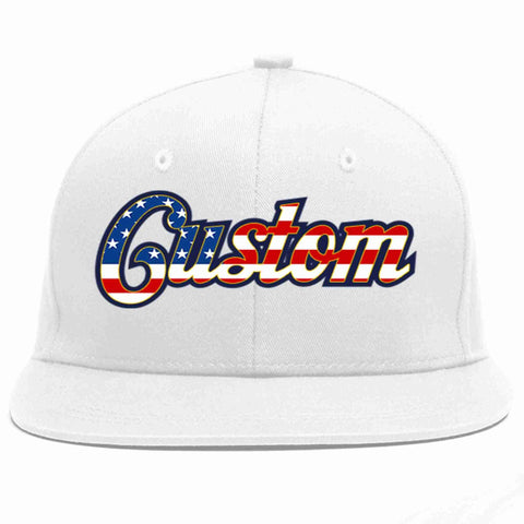 Custom White Vintage USA Flag-Gold Casual Sport Baseball Cap