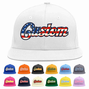 Custom White Vintage USA Flag-Gold Casual Sport Baseball Cap