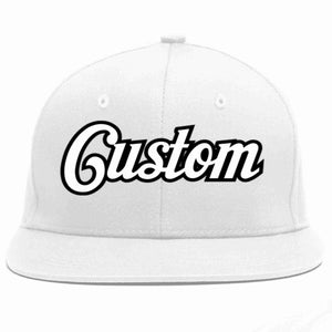 Custom White White-Black Casual Sport Baseball Cap