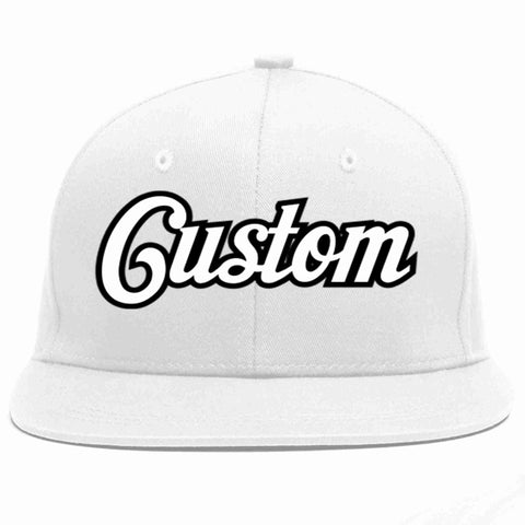 Custom White White-Black Casual Sport Baseball Cap
