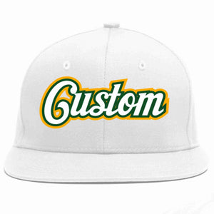 Custom White White-Kelly Green Casual Sport Baseball Cap