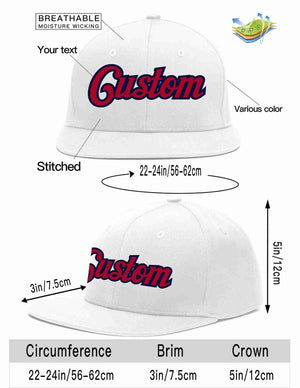 Custom White Red-Navy Casual Sport Baseball Cap