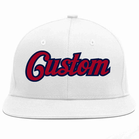Custom White Red-Navy Casual Sport Baseball Cap