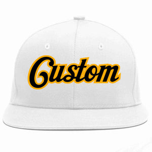 Custom White Black-Yellow Casual Sport Baseball Cap