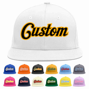 Custom White Black-Yellow Casual Sport Baseball Cap