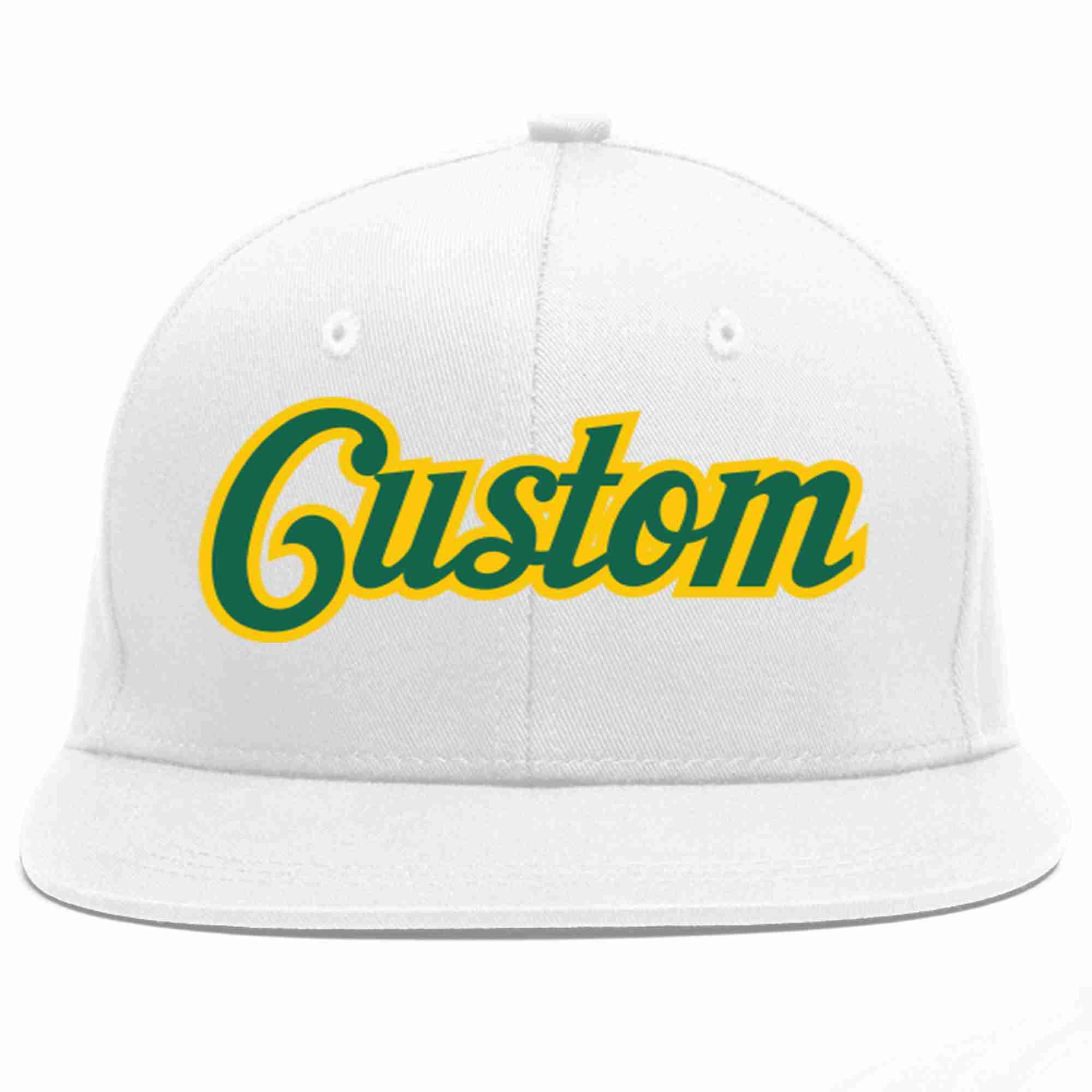 Casquette de baseball de sport décontractée blanche personnalisée Kelly vert-or