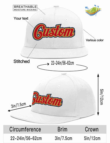 Custom White Red-Old Gold Casual Sport Baseball Cap