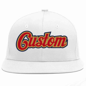 Custom White Red-Old Gold Casual Sport Baseball Cap