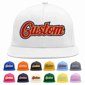 Custom White Red-Old Gold Casual Sport Baseball Cap