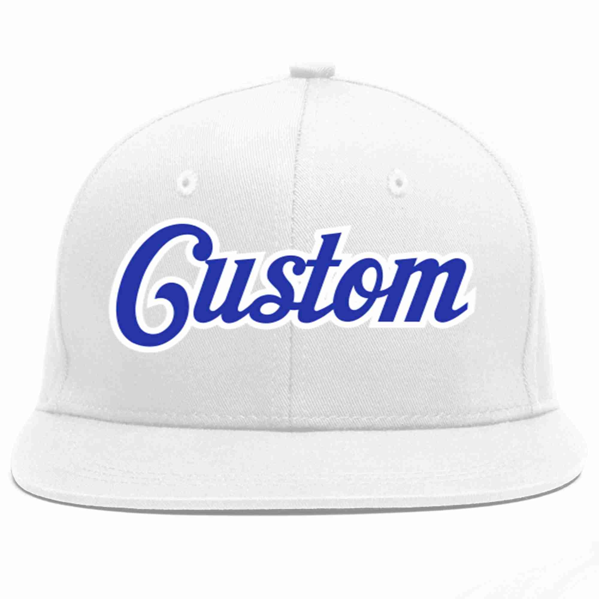 Custom White Royal-White Casual Sport Baseball Cap