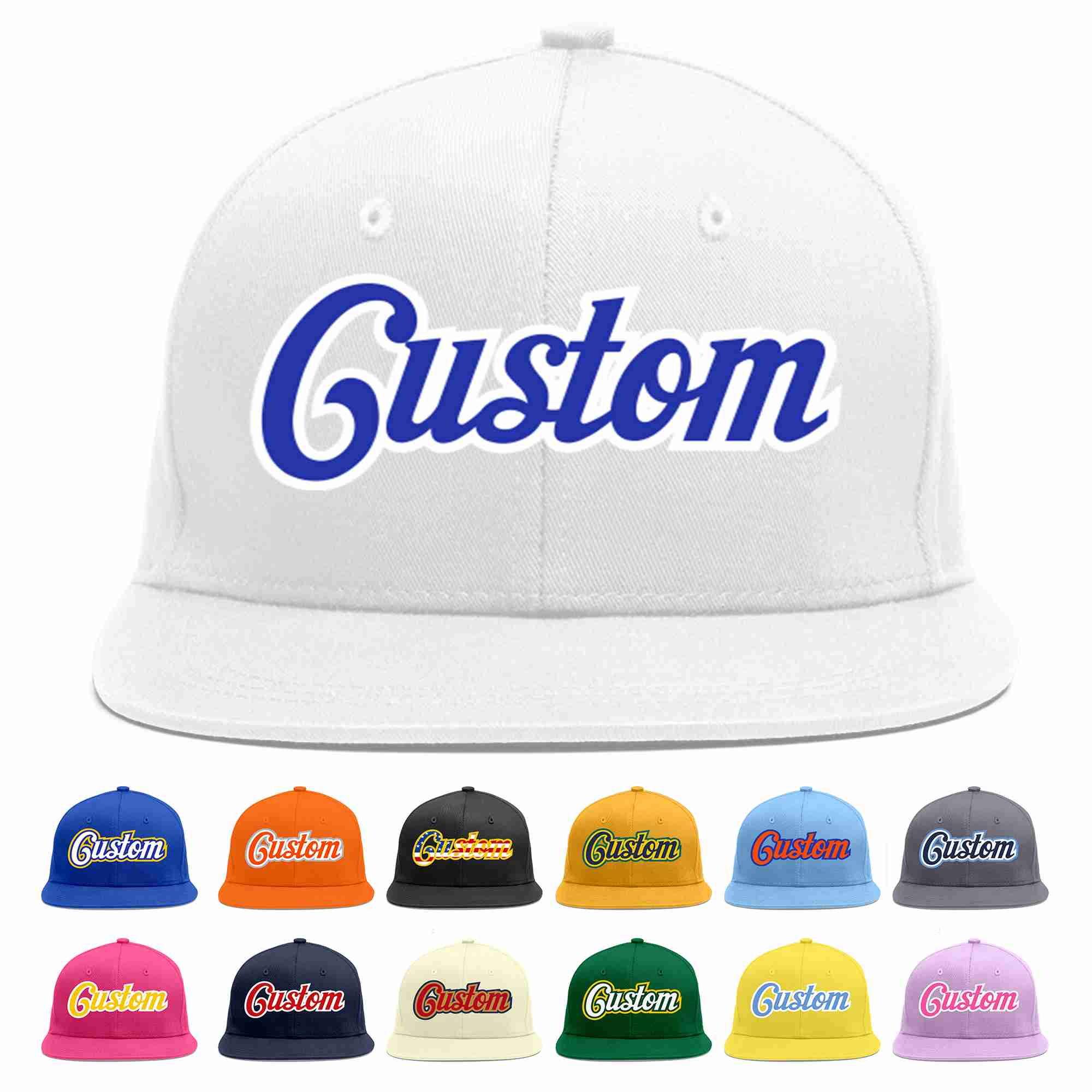 Custom White Royal-White Casual Sport Baseball Cap