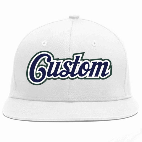 Custom White Navy-White Casual Sport Baseball Cap