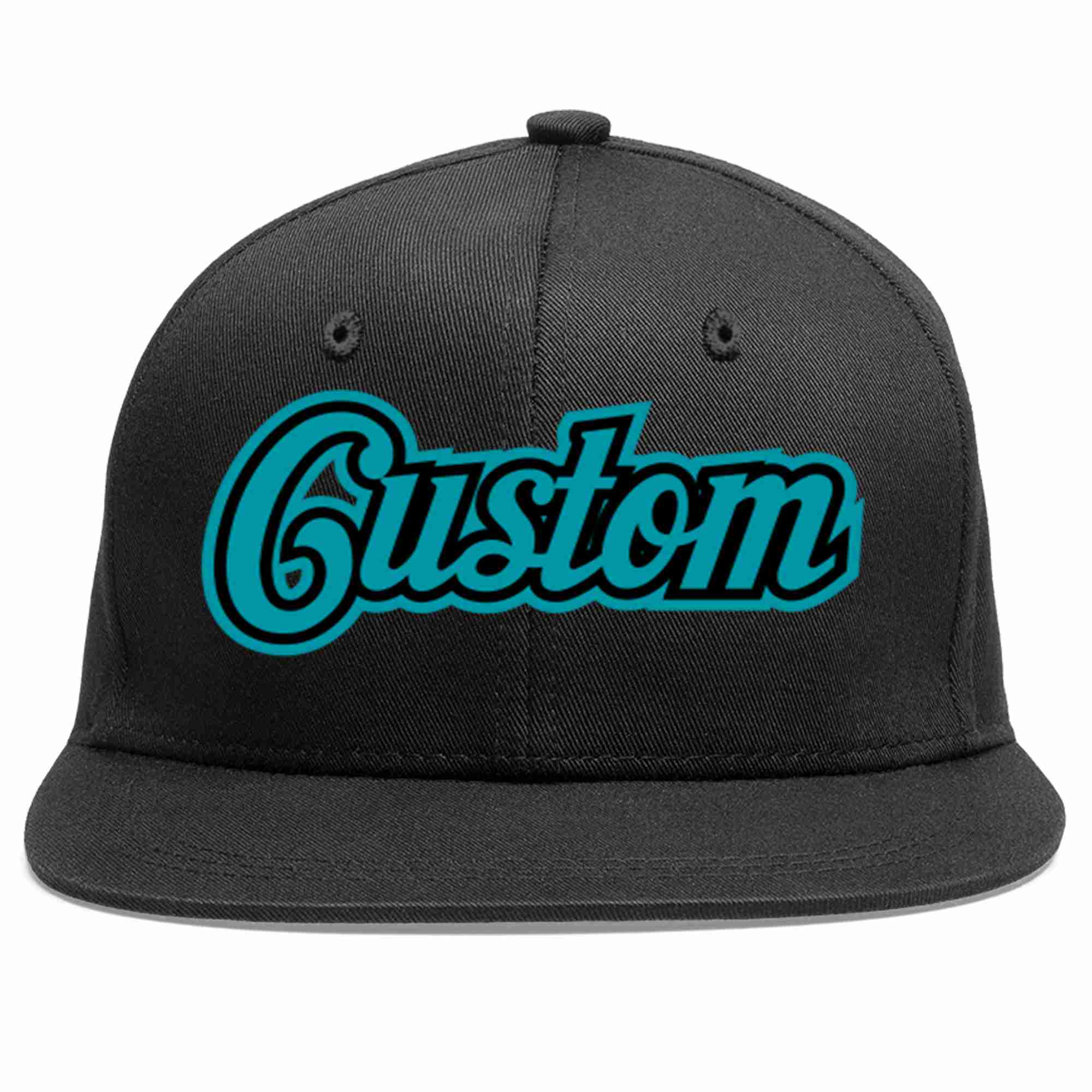 Custom Black Aqua-Black Casual Sport Baseball Cap