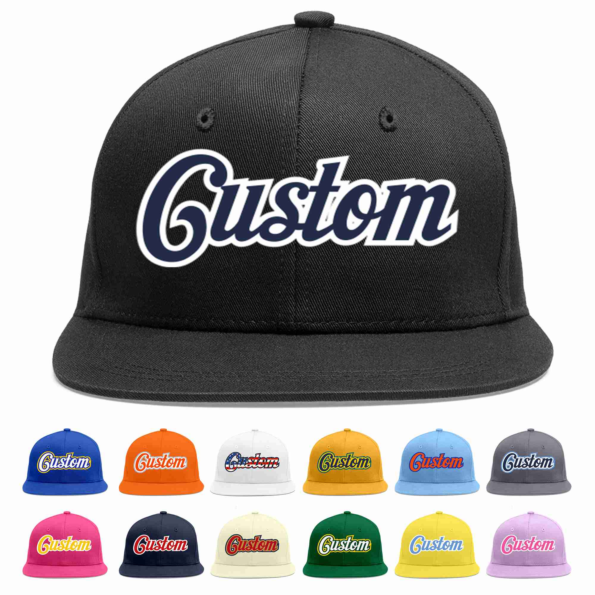 Custom Black Navy-White Casual Sport Baseball Cap