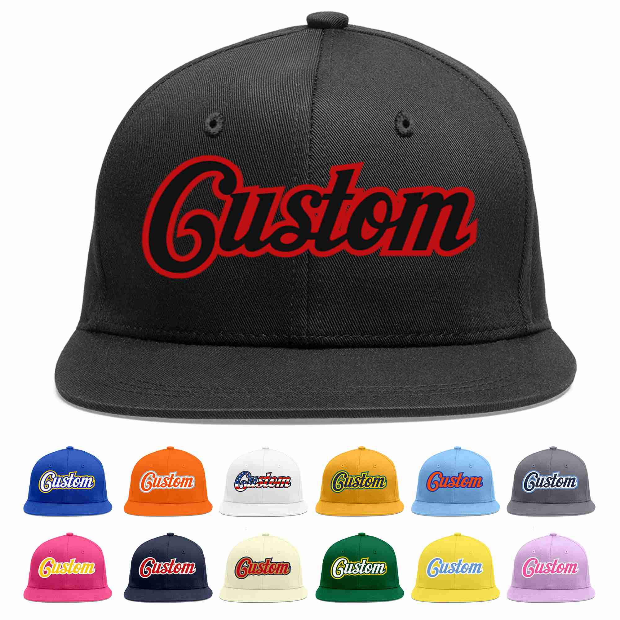 Custom Black Black-Red Casual Sport Baseball Cap