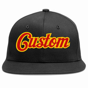 Casquette de baseball sport décontractée noire rouge-jaune personnalisée